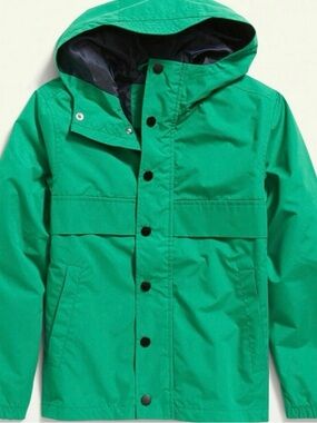 Kids Green Hooded Rain Jacket - Old Navy- LIKE NEW